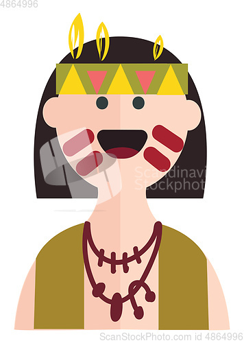 Image of Native american indian in traditional outfit  vector illustratio