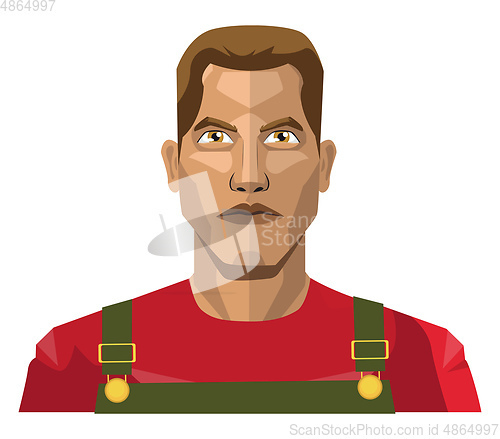 Image of Guy wearing a working clothes illustration vector on white backg