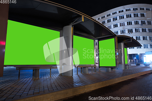 Image of Blank billboard for advertising at the city around, copyspace for your text, image, design