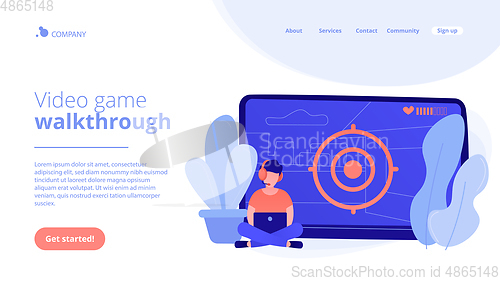 Image of Video game walkthrough concept landing page.