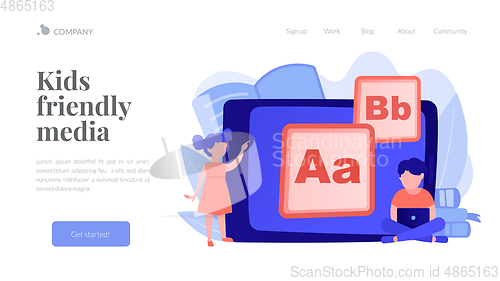 Image of Kids digital content concept landing page.