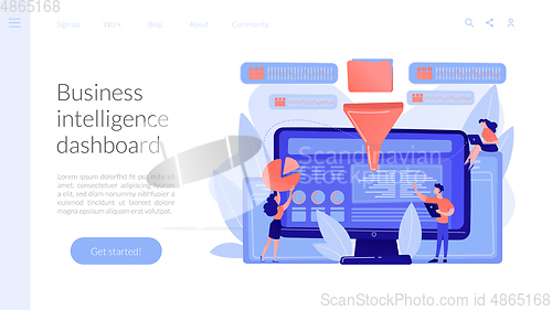 Image of Business intelligence dashboard concept landing page.