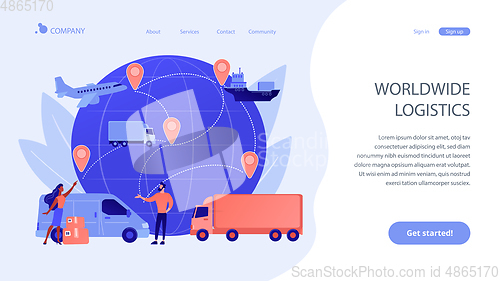 Image of Global transportation system concept landing page.