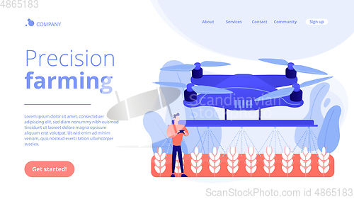 Image of Agriculture drone use concept landing page.