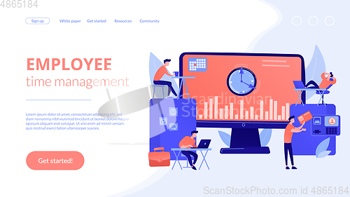 Image of Time and attendance tracking system concept landing page