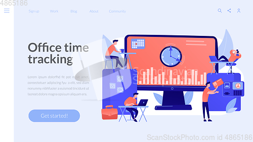 Image of Time and attendance tracking system concept landing page