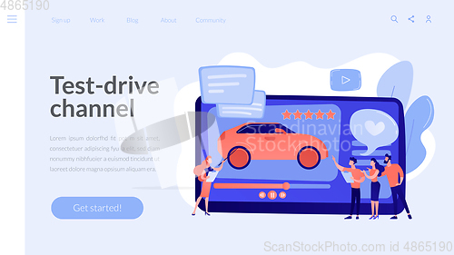 Image of Car review video concept landing page.