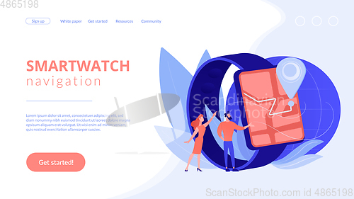 Image of Smartwatch navigation concept landing page.