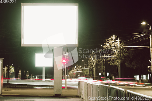 Image of Blank billboard for advertising at the city around, copyspace for your text, image, design