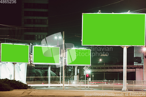 Image of Blank billboard for advertising at the city around, copyspace for your text, image, design