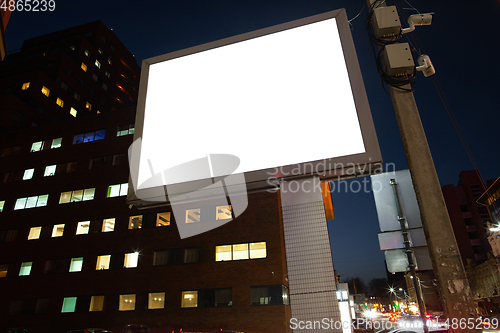 Image of Blank billboard for advertising at the city around, copyspace for your text, image, design