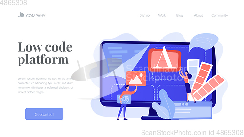Image of Low code development concept landing page.