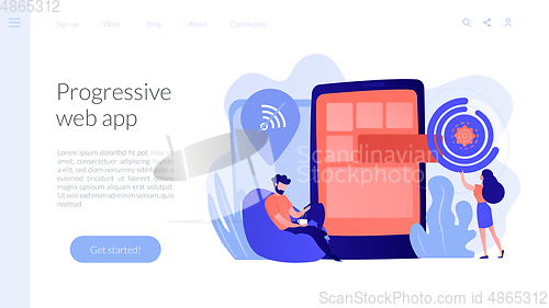 Image of Progressive web app concept landing page.