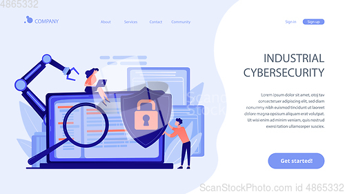 Image of Industrial cybersecurity concept landing page.