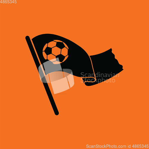 Image of Football fans waving flag with soccer ball icon