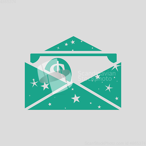 Image of Birthday gift envelop icon with money  