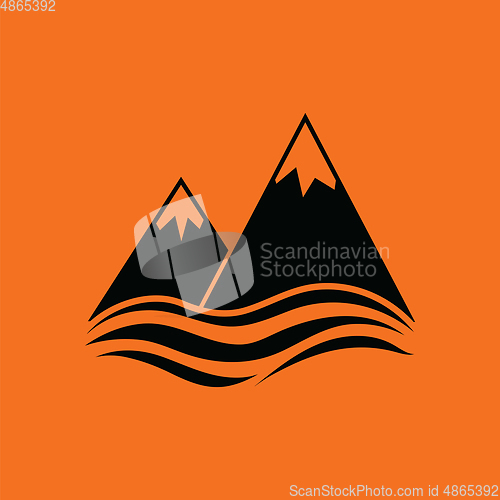 Image of Snow peaks cliff on sea icon