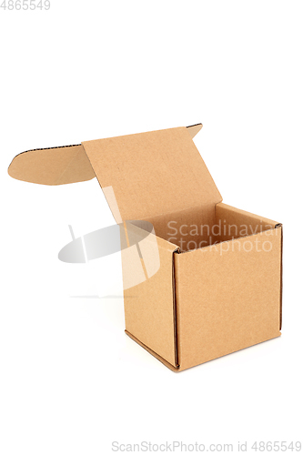 Image of Cube Shaped Cardboard Box with Lid Open