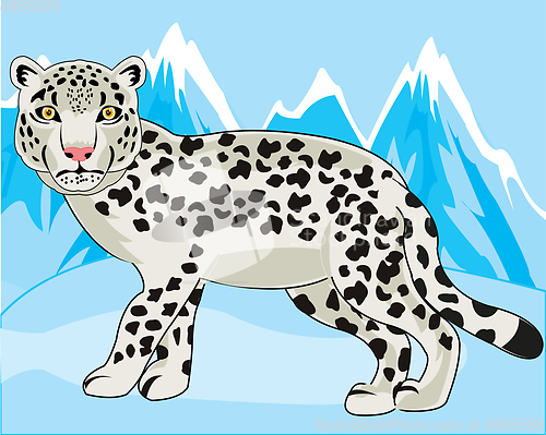 Image of Snow mountains and animal snow snow leopard