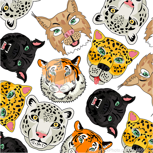 Image of Portraits ravenous animal family cat decorative pattern