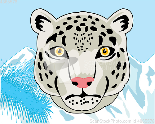 Image of Portet animal snow snow leopard and mountains