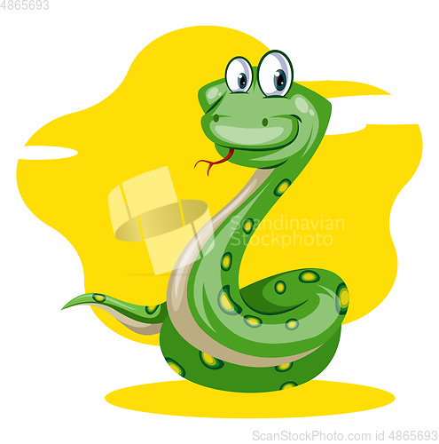 Image of Green dotted snake, vector color illustration.