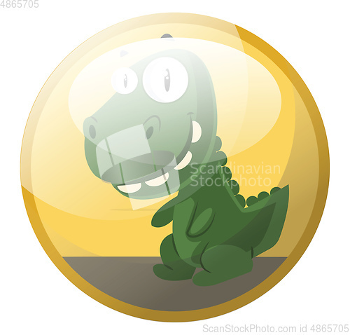 Image of Cartoon character of a green dinosaur smiling vector illustratio