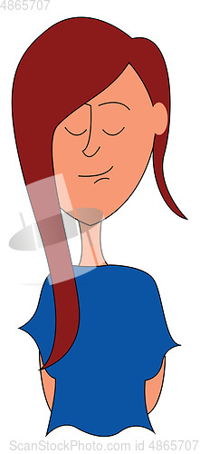 Image of Clipart of a beautiful girl in her blue top vector or color illu