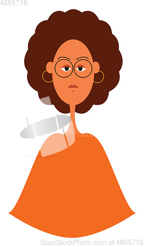 Image of Beautiful curly cartoon girl vector illustration on white backgr