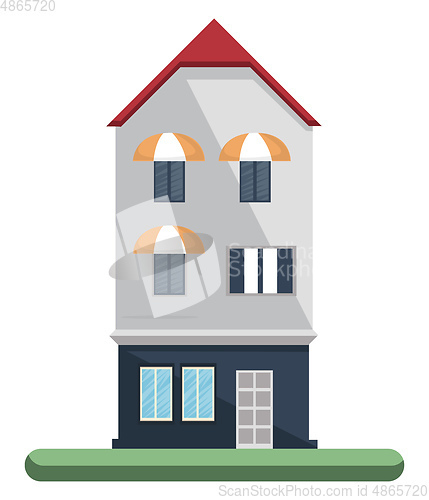 Image of Cartoon white building with red roof vector illustartion on whit