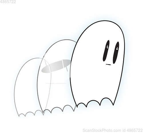 Image of Emoji of a sad white-colored ghost set on isolated white backgro