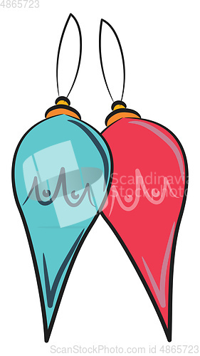 Image of Red & blue Christmas ornament vector or color illustration