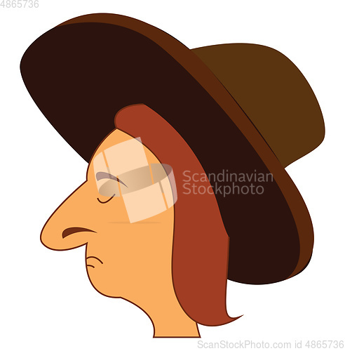 Image of A sad man with a brown cap vector or color illustration