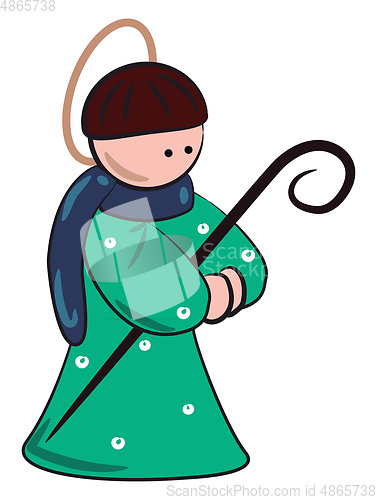 Image of Jose in blue fairy dress & wand vector or color illustration