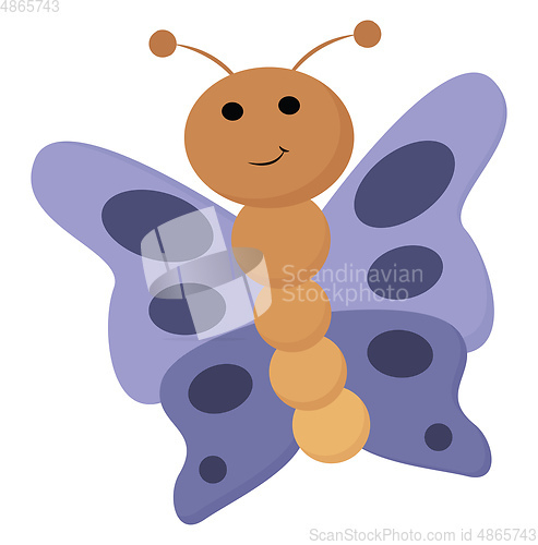 Image of Portrait of a brown butterfly vector or color illustration