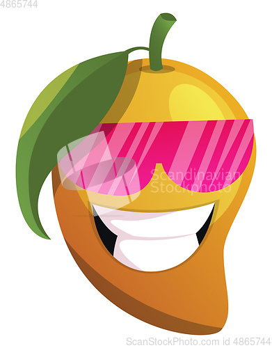 Image of Mango cartoon with pink sunglasses illustration vector on white 