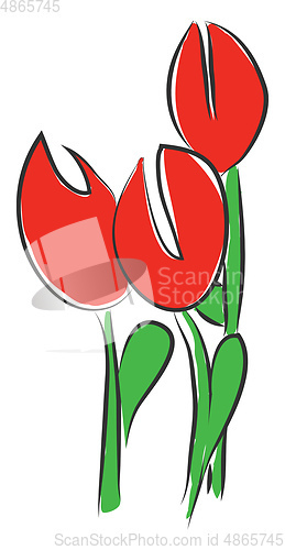 Image of A red daffodil with a smiley looks adorable vector or color illu