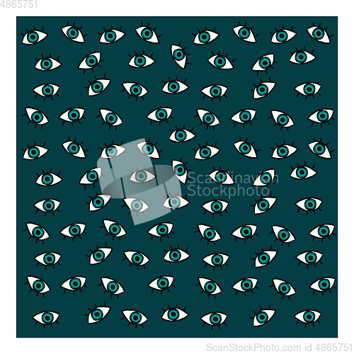 Image of Abstract picture of green eyes vector illustration on white back