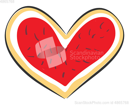 Image of Red heart cookie vector illustration on white background 