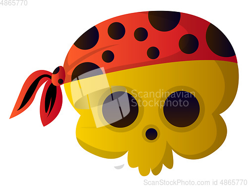 Image of Yellow cartoon skull vector illustartion on white background