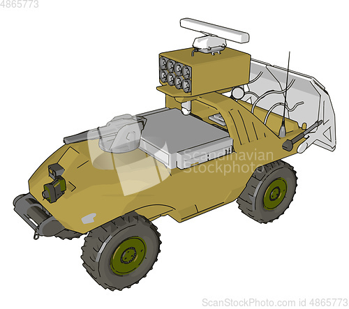 Image of 3D vector illustration on white background of a military missile