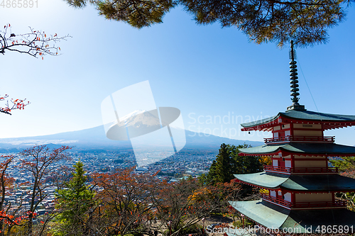 Image of Chureito Pagoda and mount Fuji