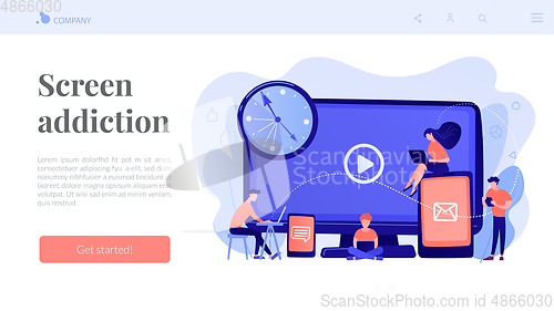 Image of Screen addiction concept landing page.