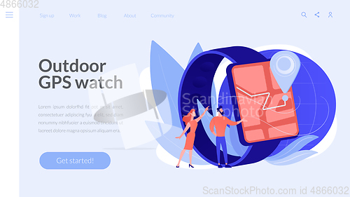 Image of Smartwatch navigation concept landing page.