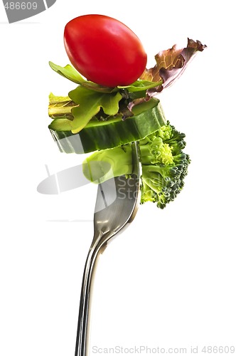 Image of Fresh vegetables on a fork