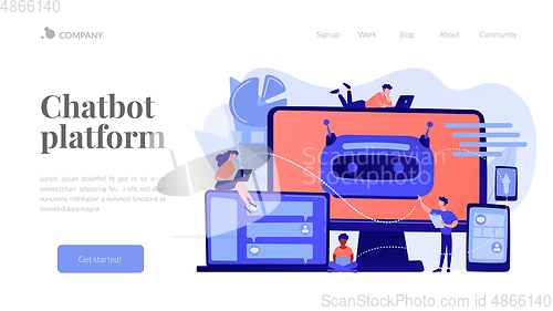 Image of Chatbot development platformconcept landing page.