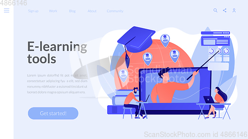 Image of Global online education concept landing page.