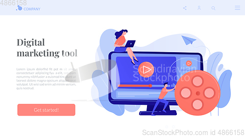 Image of Video content marketing concept landing page.
