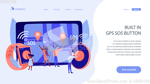 Image of Personal emergency button concept landing page
