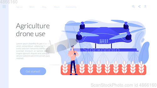 Image of Agriculture drone use concept landing page.